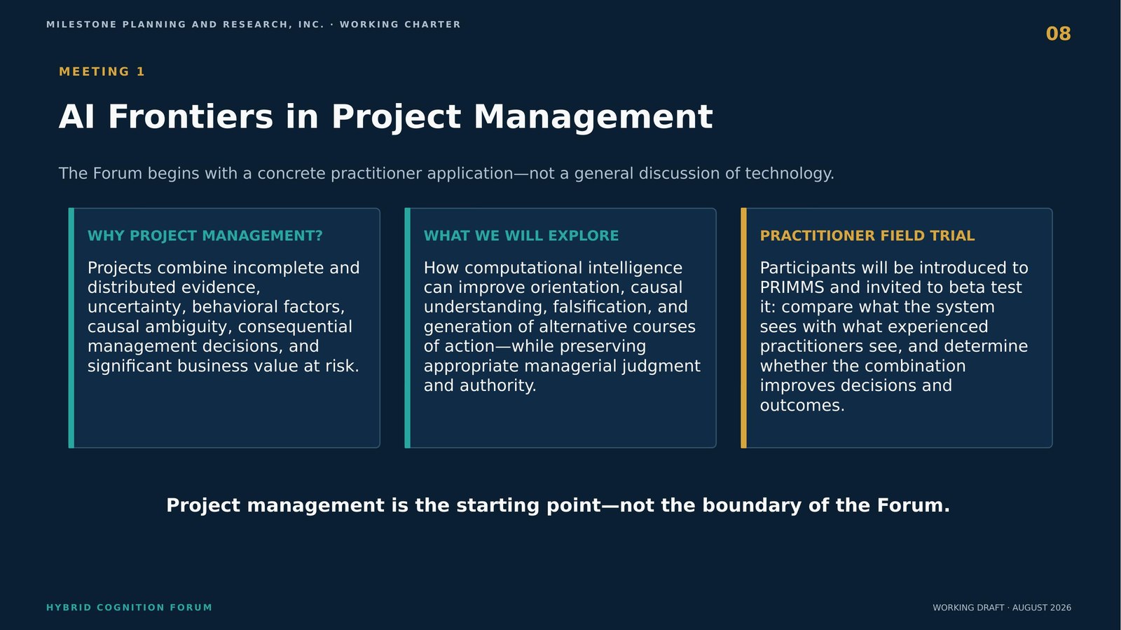 Meeting 1 — AI Frontiers in Project Management
