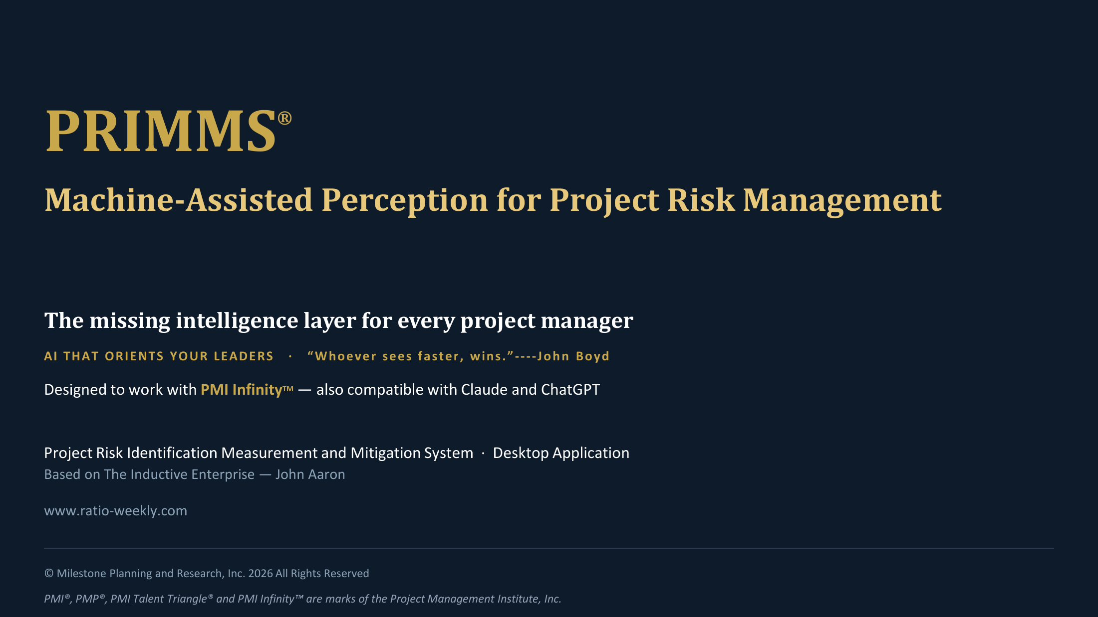 PRIMMS — Machine-Assisted Perception for Project Risk Management, title slide
